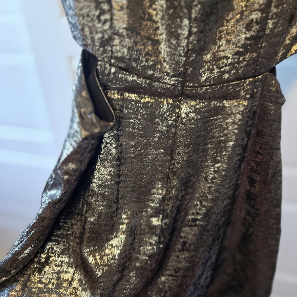 French Connection Metallic Black and Gold Mini Dress - Picture 3 of 7